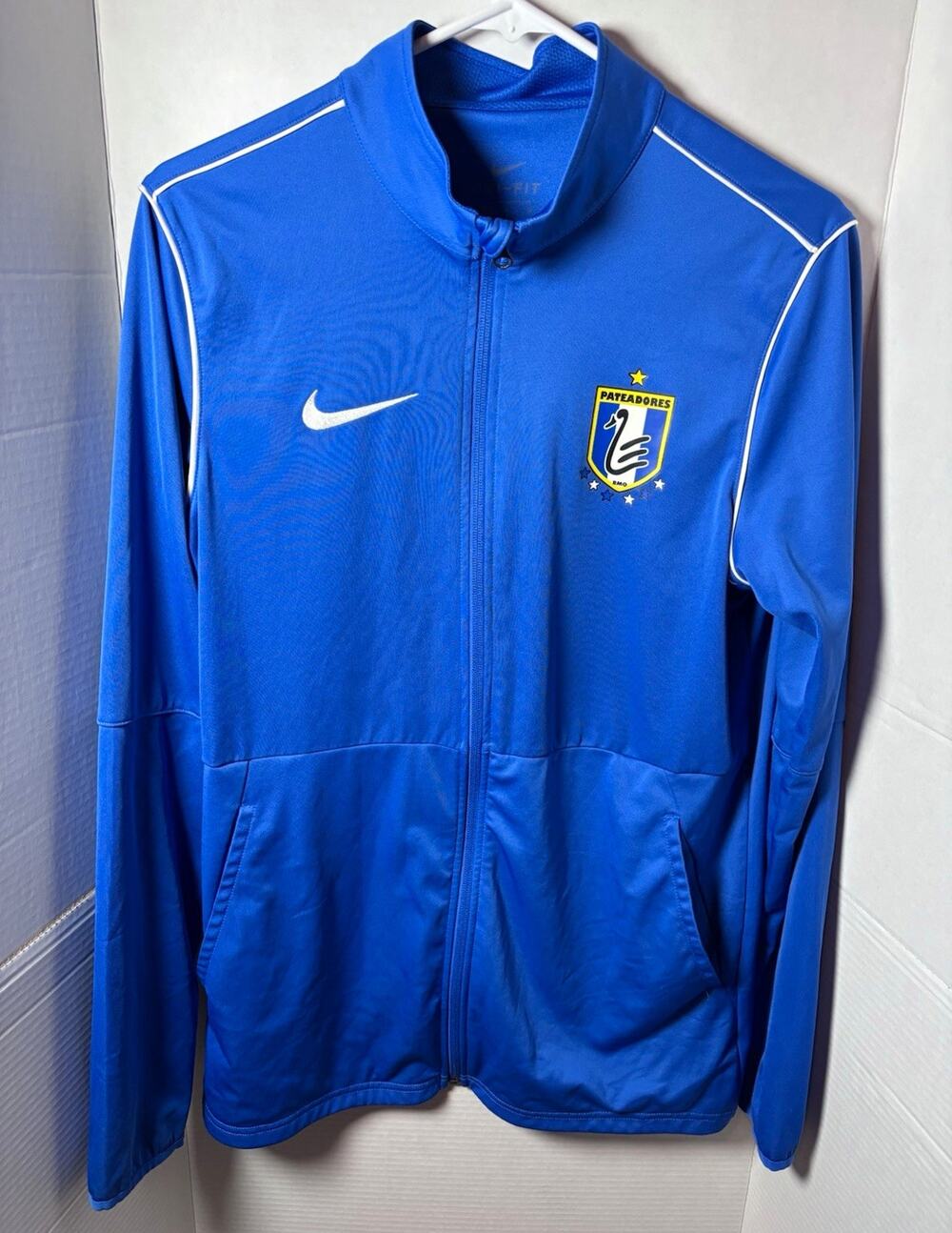 Nike Dri-FIT Blue/White/Yellow Full-Zip Track Jacket Mens M 100% Polyester